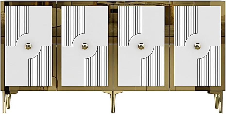 Pega komód, fehér-arany, 125 cm