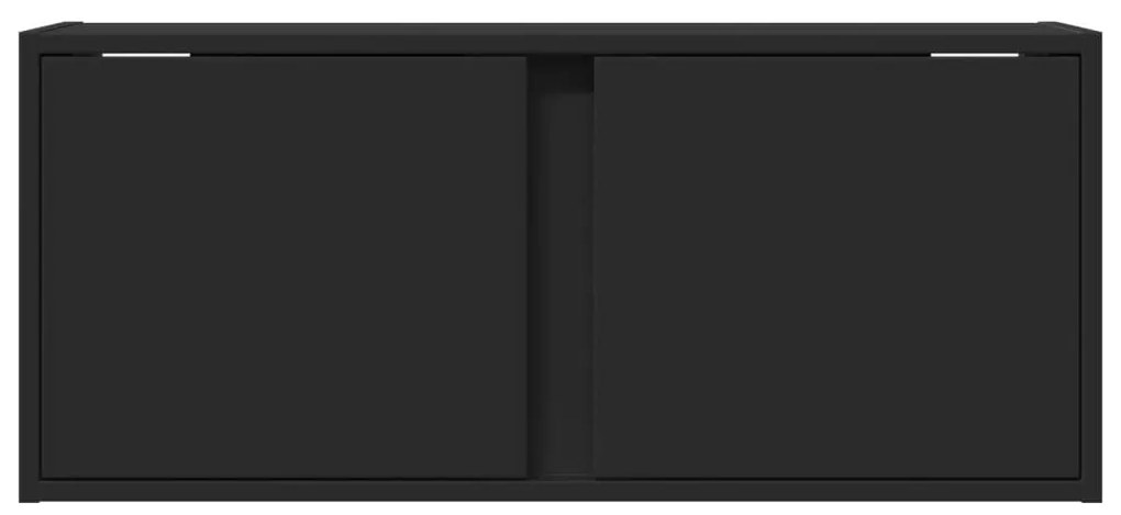 fekete fali TV-szekrény LED-világítással 80x31x35 cm