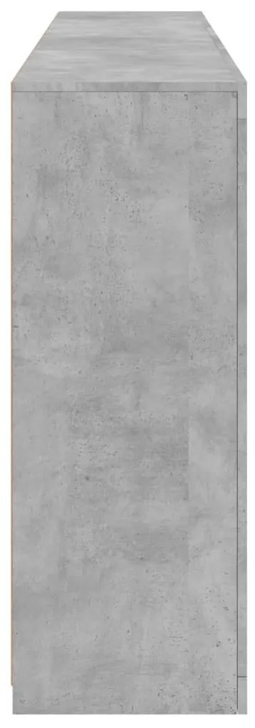 betonszürke tálalószekrény LED-világítással 181,5 x 37 x 100 cm