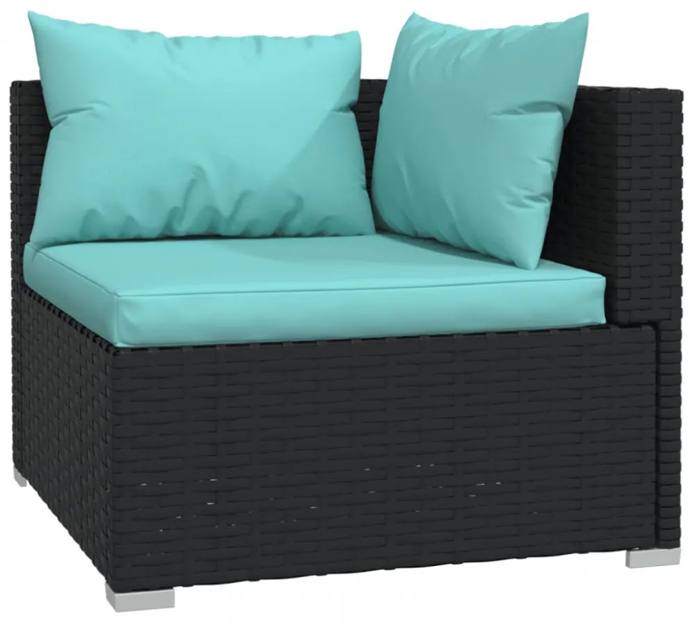 vidaXL 7 részes fekete polyrattan kerti ülőgarnitúra párnákkal