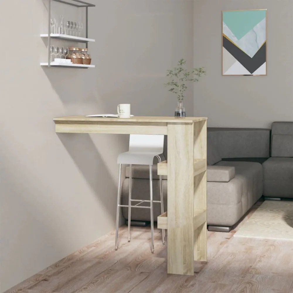 sonoma tölgy színű fatermék fali bárasztal 102 x 45 x 103,5 cm