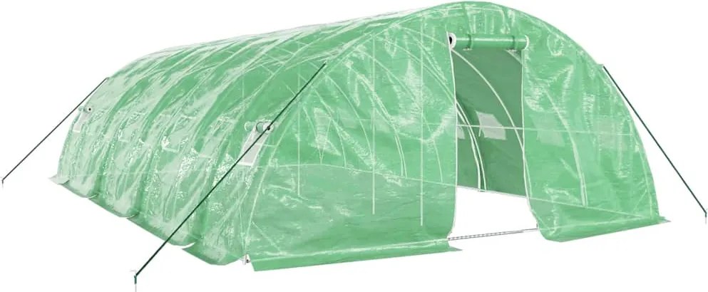 vidaXL zöld acélvázas melegház 40 m² 8 x 5 x 2,3 m