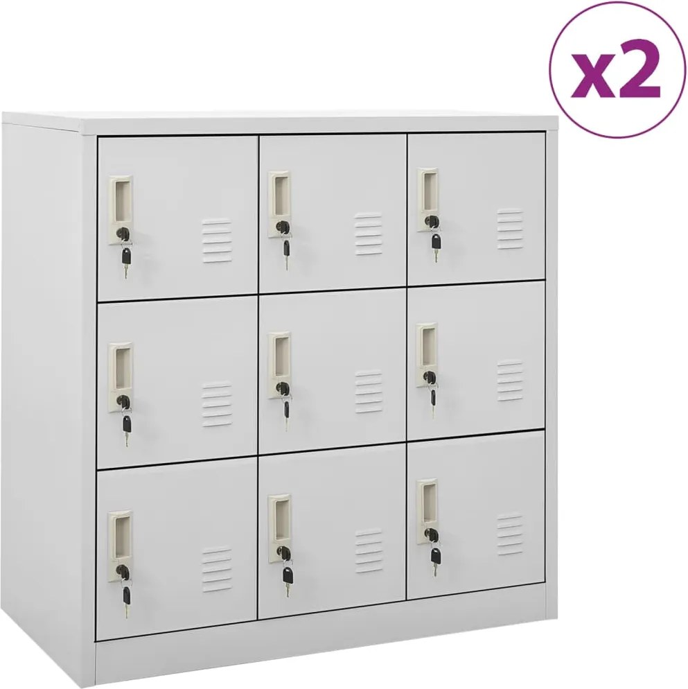 vidaXL 2 db világosszürke acél zárható szekrény 90 x 45 x 92,5 cm