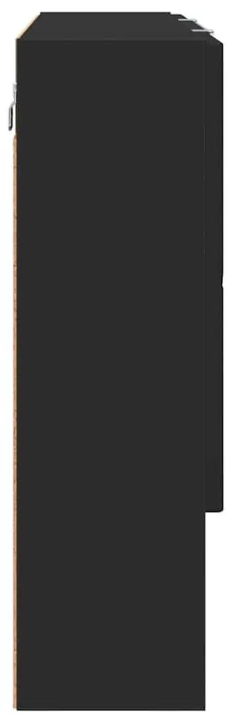 Fürdőszobai tükörszekrény Fekete 80 x 17 x 55 cm Faanyag