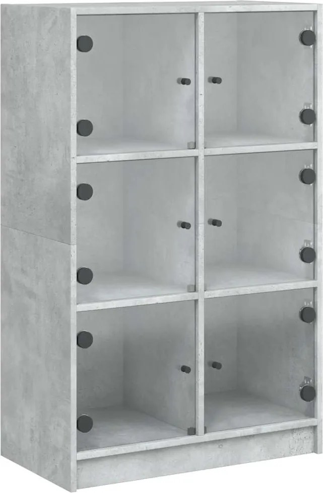 vidaXL betonszürke szerelt fa magasszekrény ajtókkal 68 x 37 x 109 cm