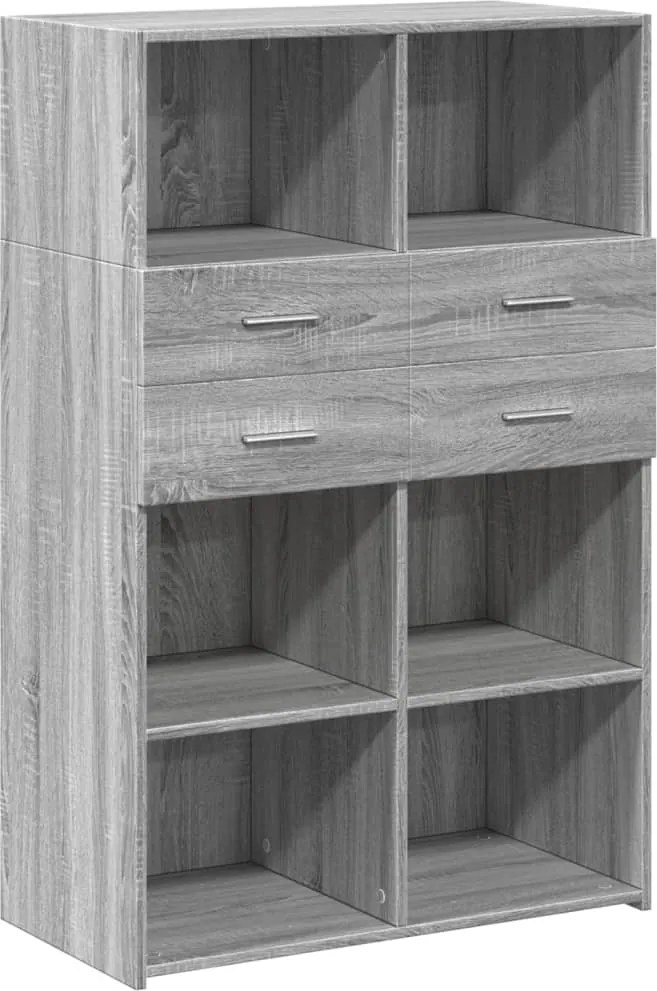 vidaXL szürke sonoma színű szerelt fa magasszekrény 80 x 42,5 x 124 cm