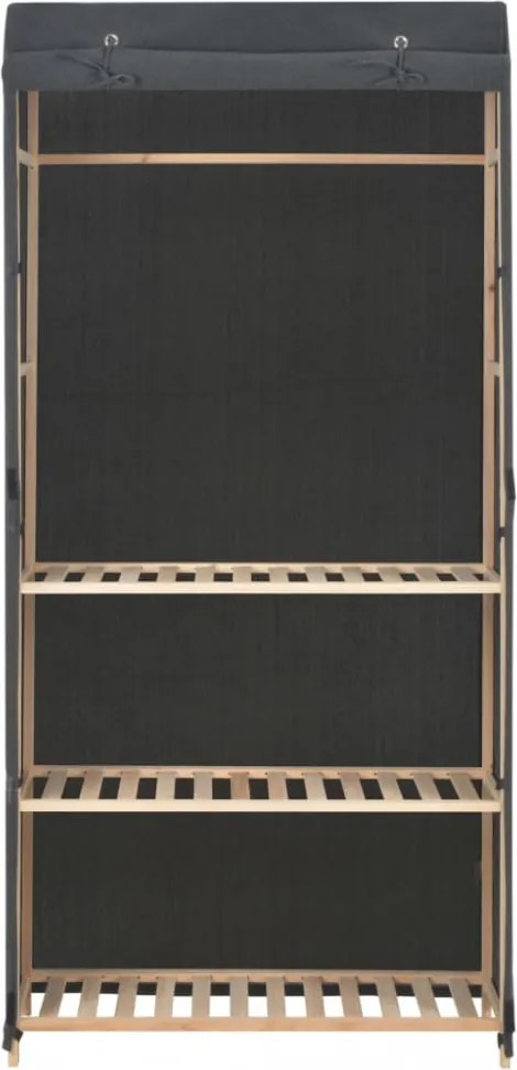3-szintes szürke szövet ruhásszekrény 79 x 40 x 170 cm