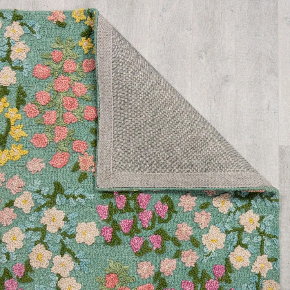 Mentazöld kézi szövésű gyapjú szőnyeg 200x290 cm Emilia Floral – Flair Rugs