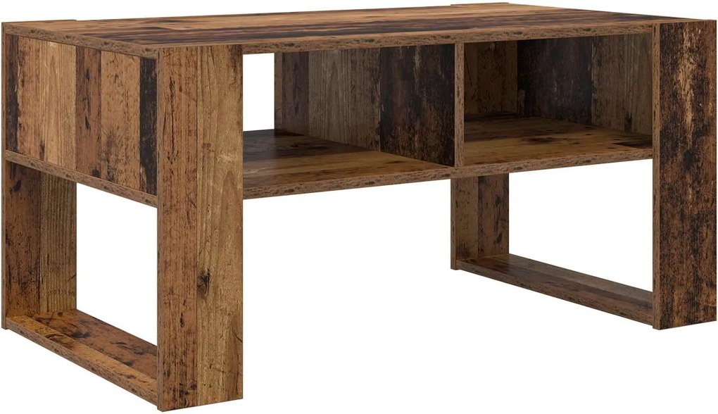 vidaXL Dohányzóasztal tárolóval Öreg fa 92 x 53 x 45 cm Faanyag