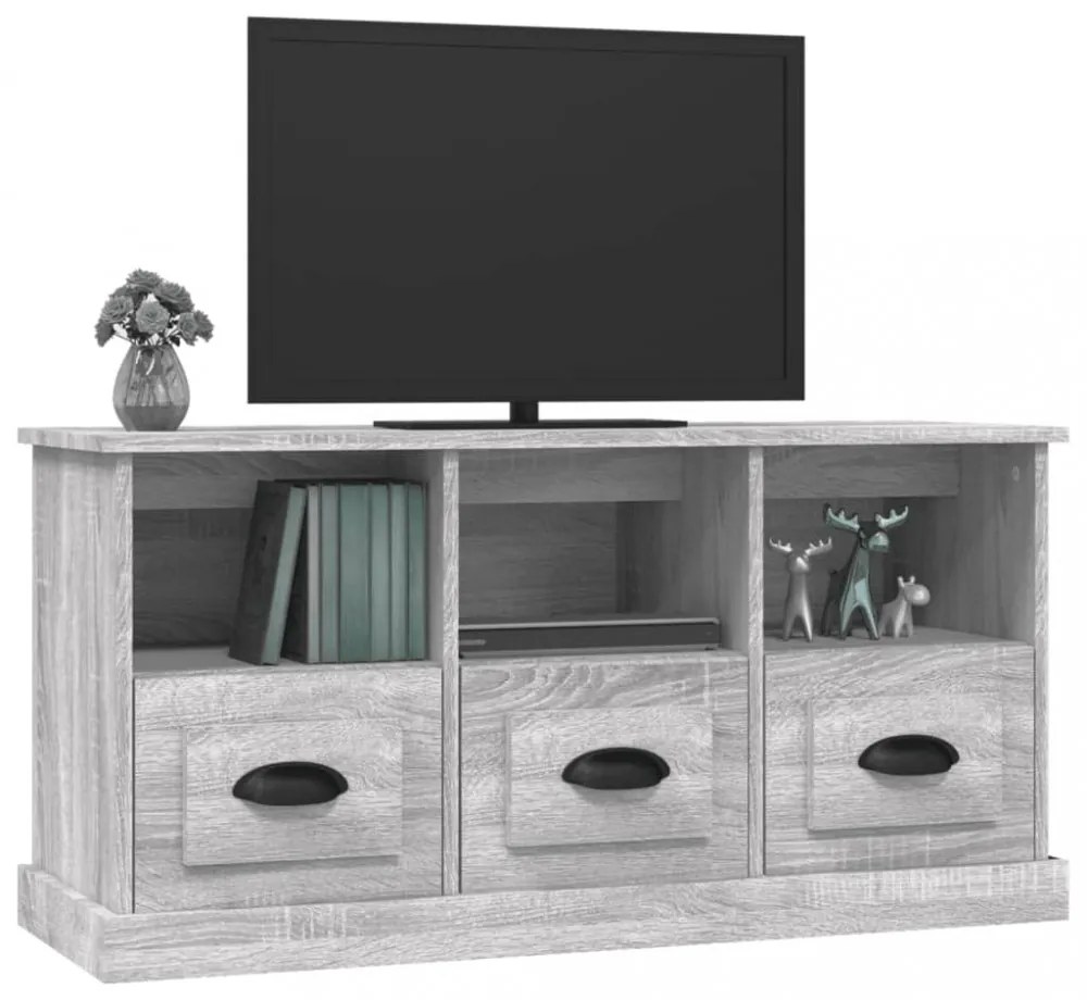 szürke sonoma színű szerelt fa TV-szekrény 100x35x50 cm
