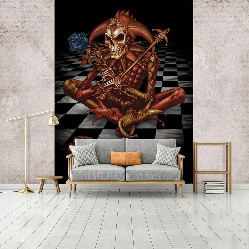 Flizelin fotótapéta 206x275 Gótikus bohóc csontváz +ragasztó