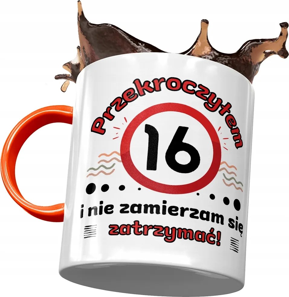 Narancssárga Bögre Születésnapra 16 16. 16. Nyomtatott Fotóval