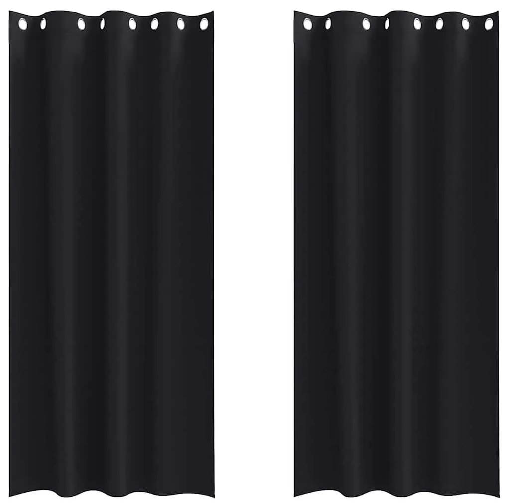 Függönyök függönyökkel 2 pcs Fekete 245x140cm Poliészter