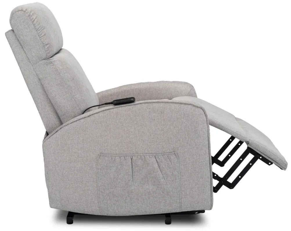 Elektromosan Vezérelhető TV és Relaxfotel Szürke Szövet Kárpittal. Felállást Segítő Funkcióval. COLTON