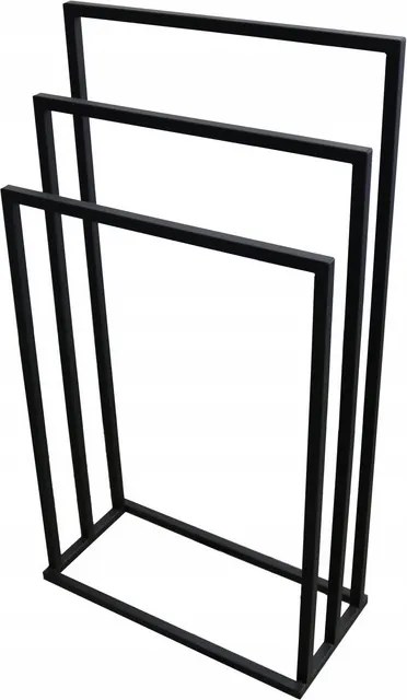 Törölközőtartó állvány fém 3 karos fekete