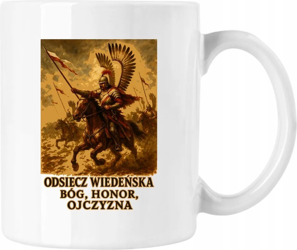 Jan Sobieski bögre a Bécsi csata motívumával, fehér, 330 ml