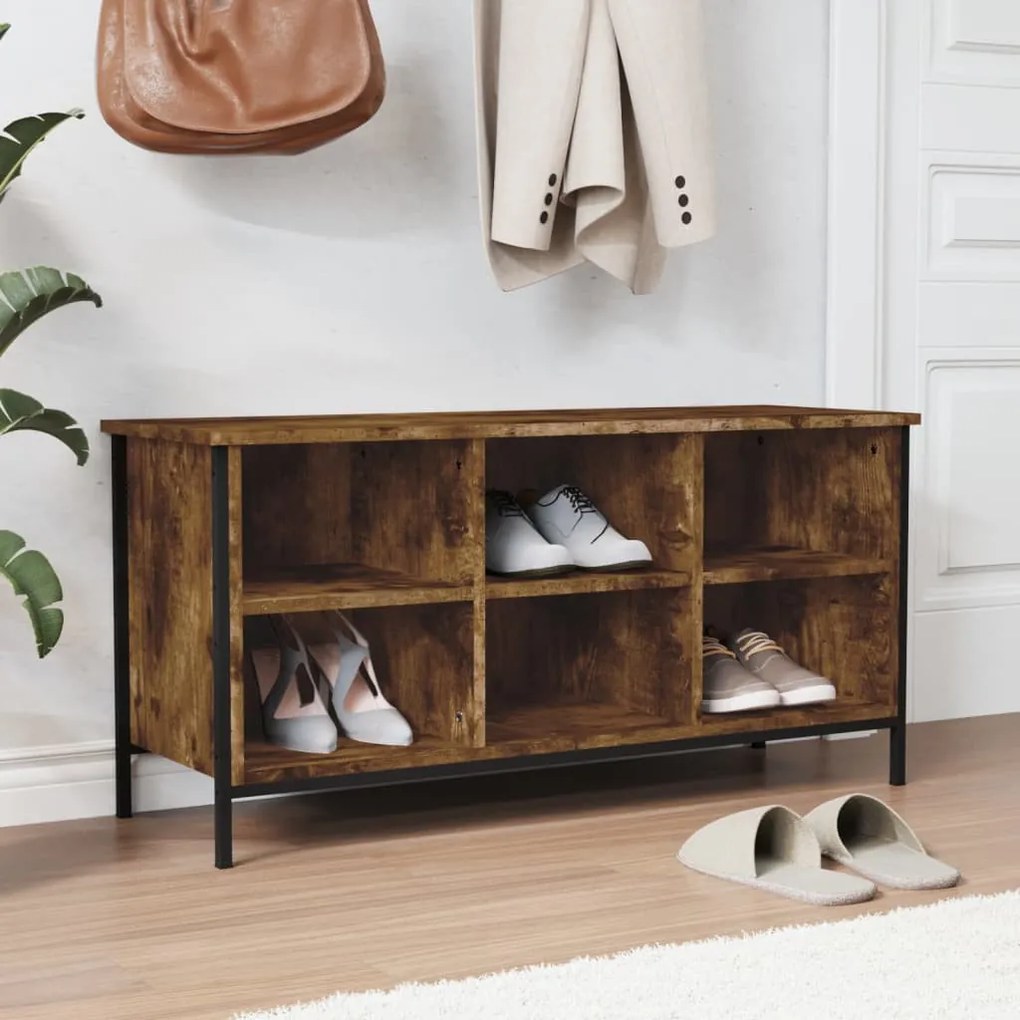 füstös tölgy színű szerelt fa cipősszekrény 100x35x50 cm