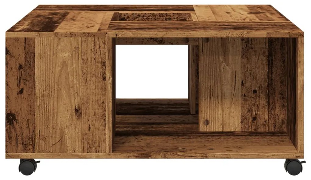 Antik fa színű szerelt fa dohányzóasztal 80 x 80 x 40 cm