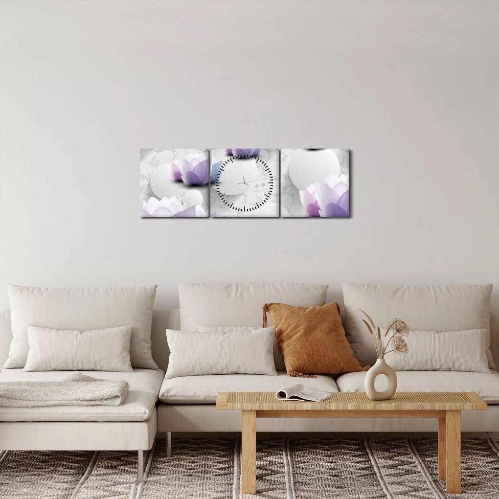 Kép virággal (órával) (90x30 cm)