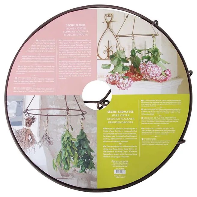 Fűszernövény és virágszárító akasztó, 35 cm átmérőjű