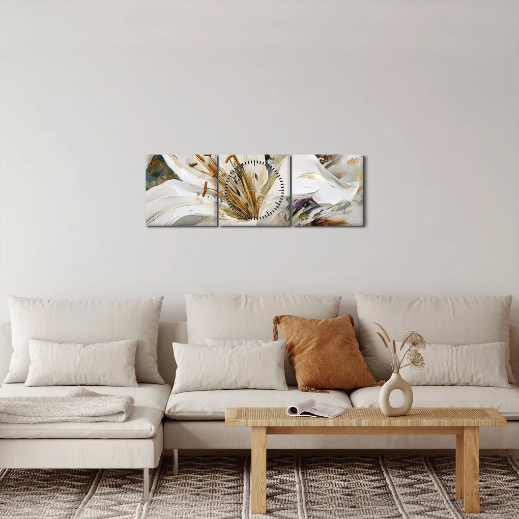Kép - Absztrakció liliommal (órával) (90x30 cm)
