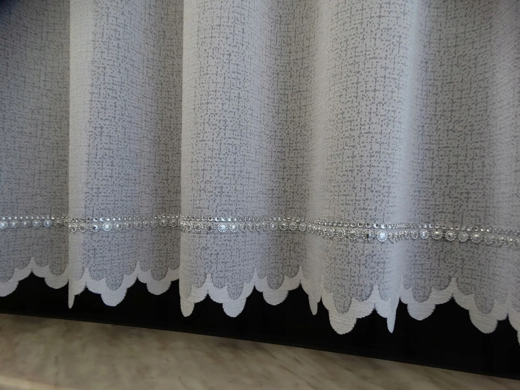 Mg Irigység függöny fehér applikáció Ezüst 200x70cm Kész