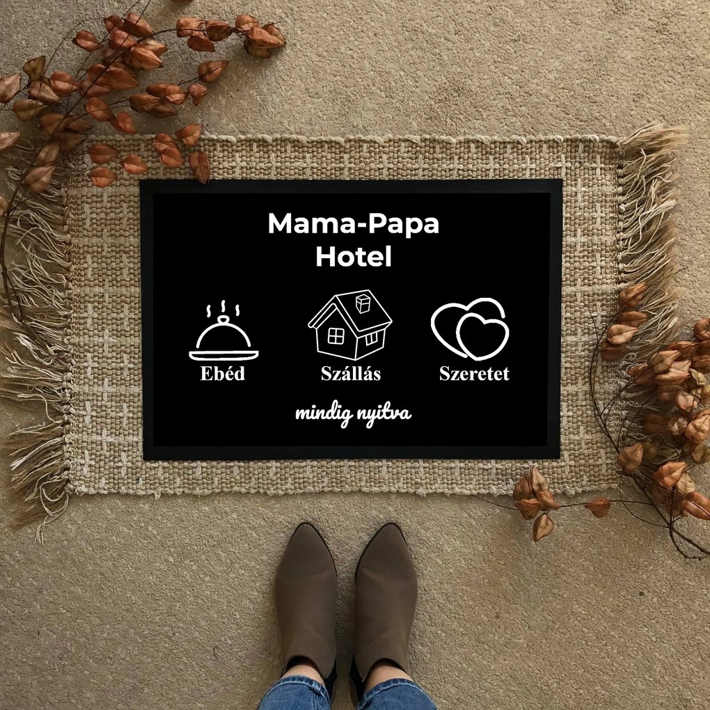 Mama-Papa hotel vicces feliratos Flat standard lábtörlő - több méretben (Válassz méretet: 60*40 cm, Válassz szállítási opciót: Extra szállítást kérek