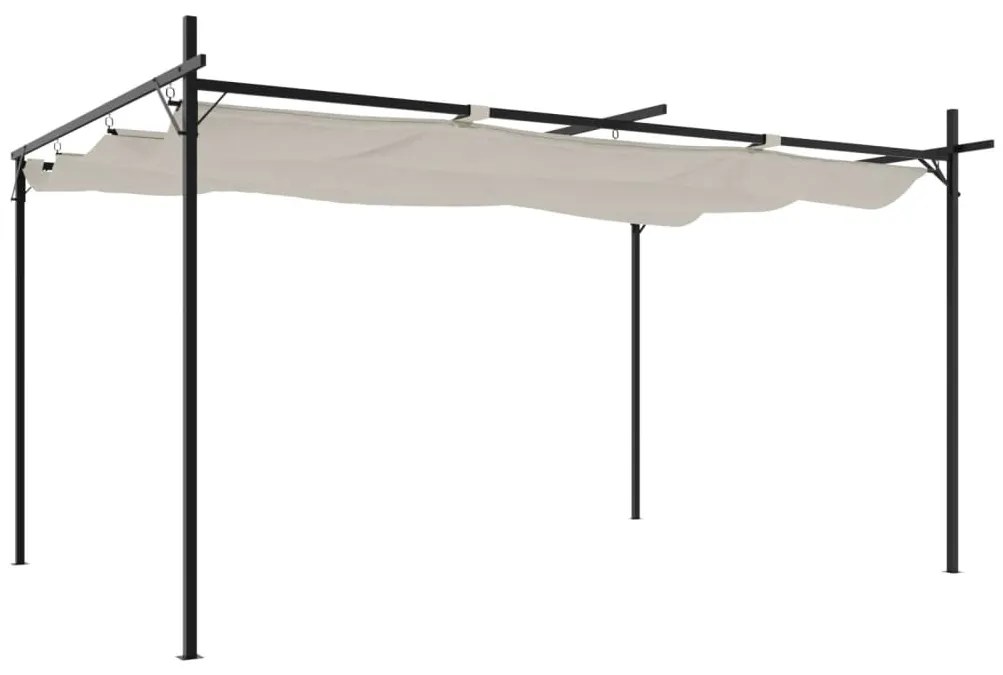 krémszínű pergola behúzható tetővel 395 x 292 x 230 cm
