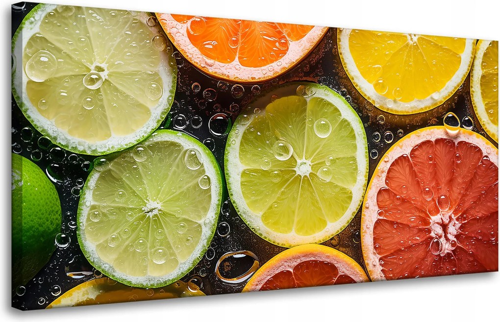 Vászonkép Citrus Frissesség Lime Grapefruit Citrom 80x40