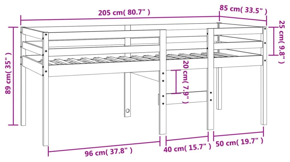 viaszbarna tömör fenyőfa magasított ágy 80x200 cm