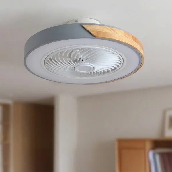 Brilagi - Dimmelhető LED ventilátoros lámpatest LED/38W/230V 50 cm szürke/tölgy + távirányító