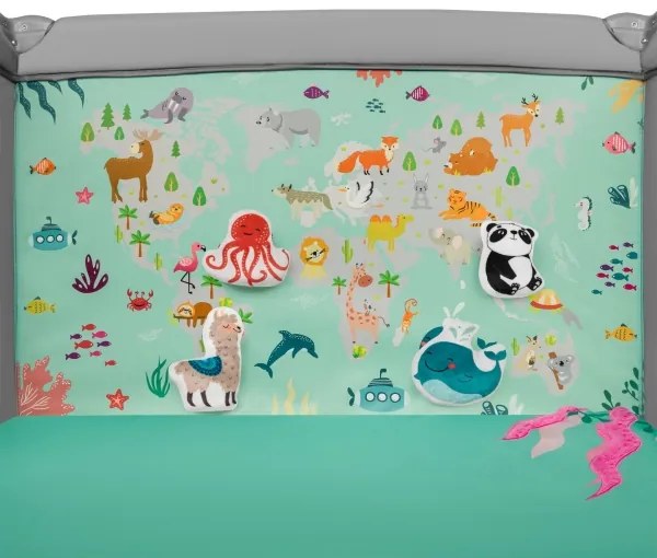 Lionelo - Játékkarám MILLE szürke-zöld