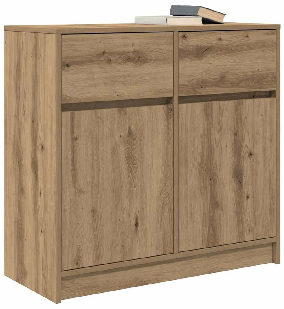 vidaXL kézműves tölgy szerelt fa tálalószekrény fiókos 80x34x76 cm