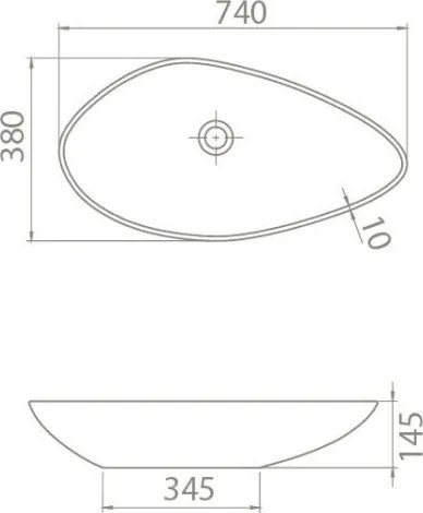 CeraStyle OLIVE - PULTRA ültethető - Top Counter - porcelán mosdó - MATT BÉZS - 75 x 38 cm