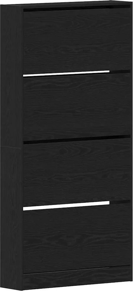 vidaXL Cipőszekrény polcokkal Fekete tölgy 80 x 21 x 163,5 cm Faanyag