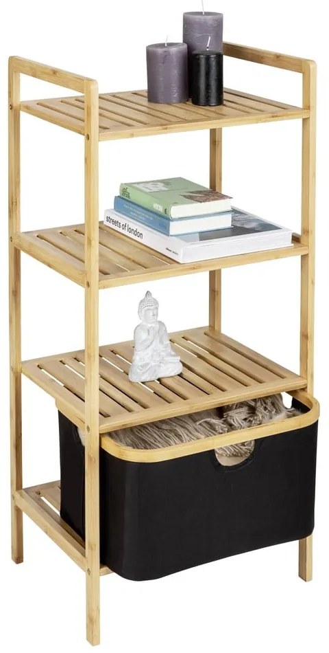 Fekete-natúr színű bambusz fürdőszobai polcos állvány 44x93,5 cm Ecori – Wenko