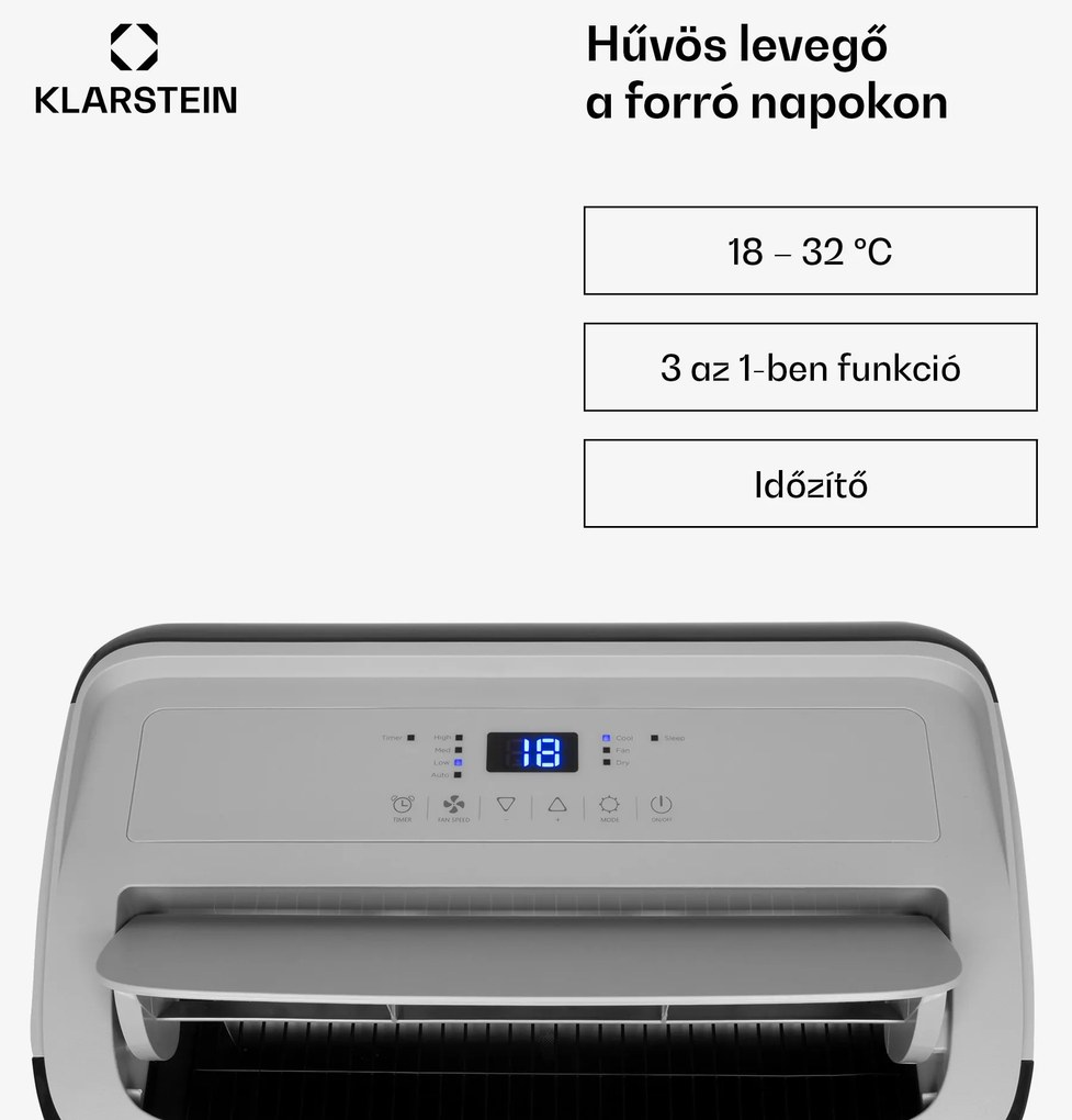 Klarstein Grandbreeze Eco 12K, 3 az 1-ben klíma, 460 m³/ó, 12.000 BTU/1,35 kW