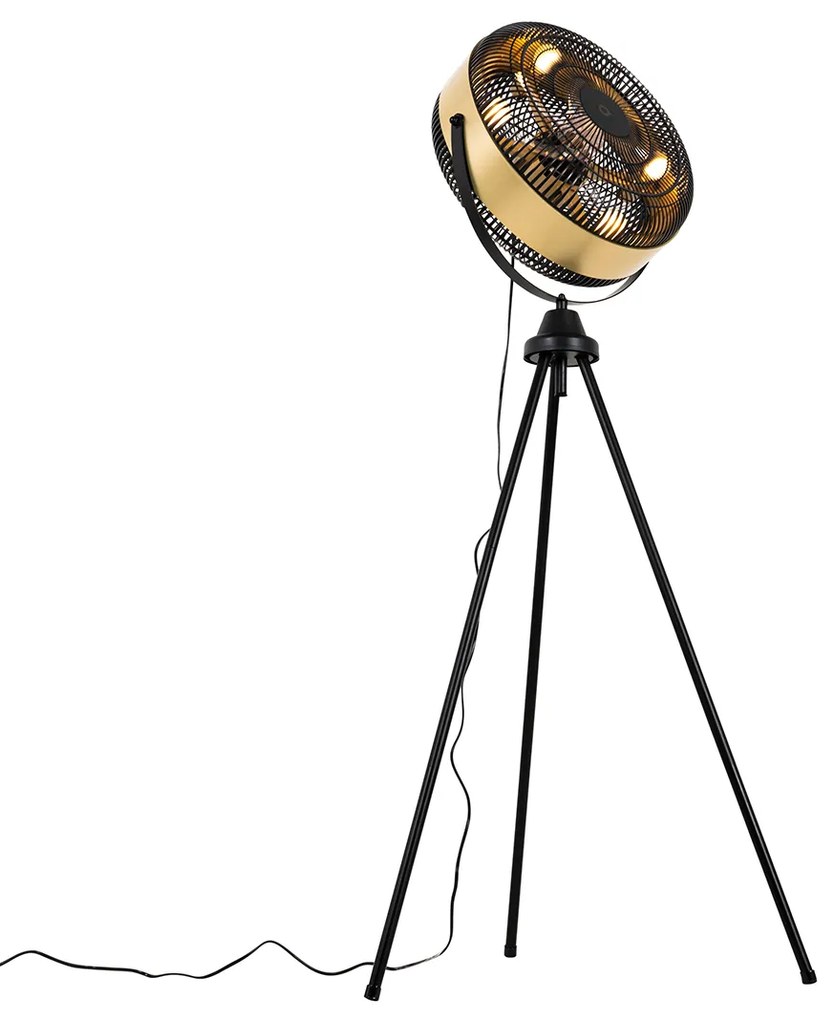 Álló ventilátor fekete arany színnel, 4 izzós, dimmelhető - Kim