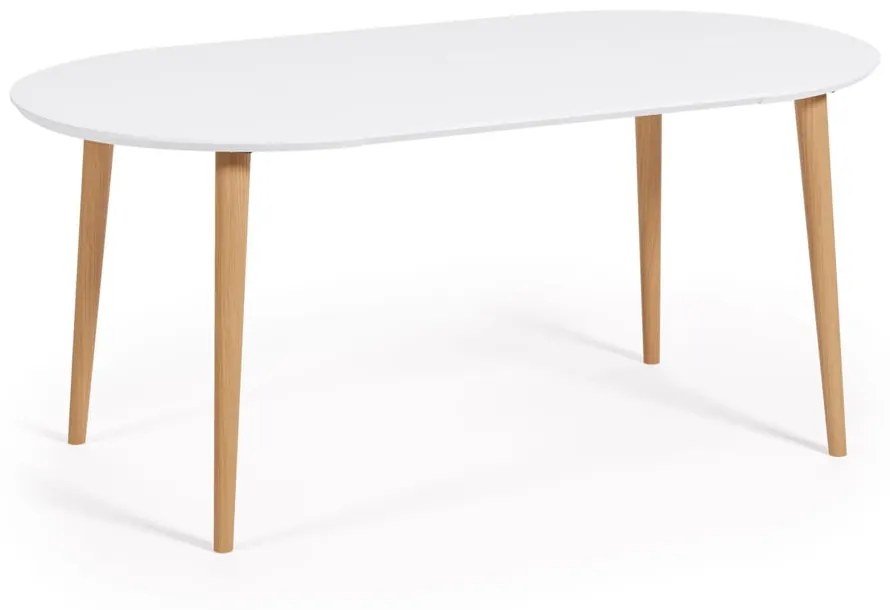 Fehér kerek bővíthető étkezőasztal fehér asztallappal ø 90 cm Oqui – Kave Home