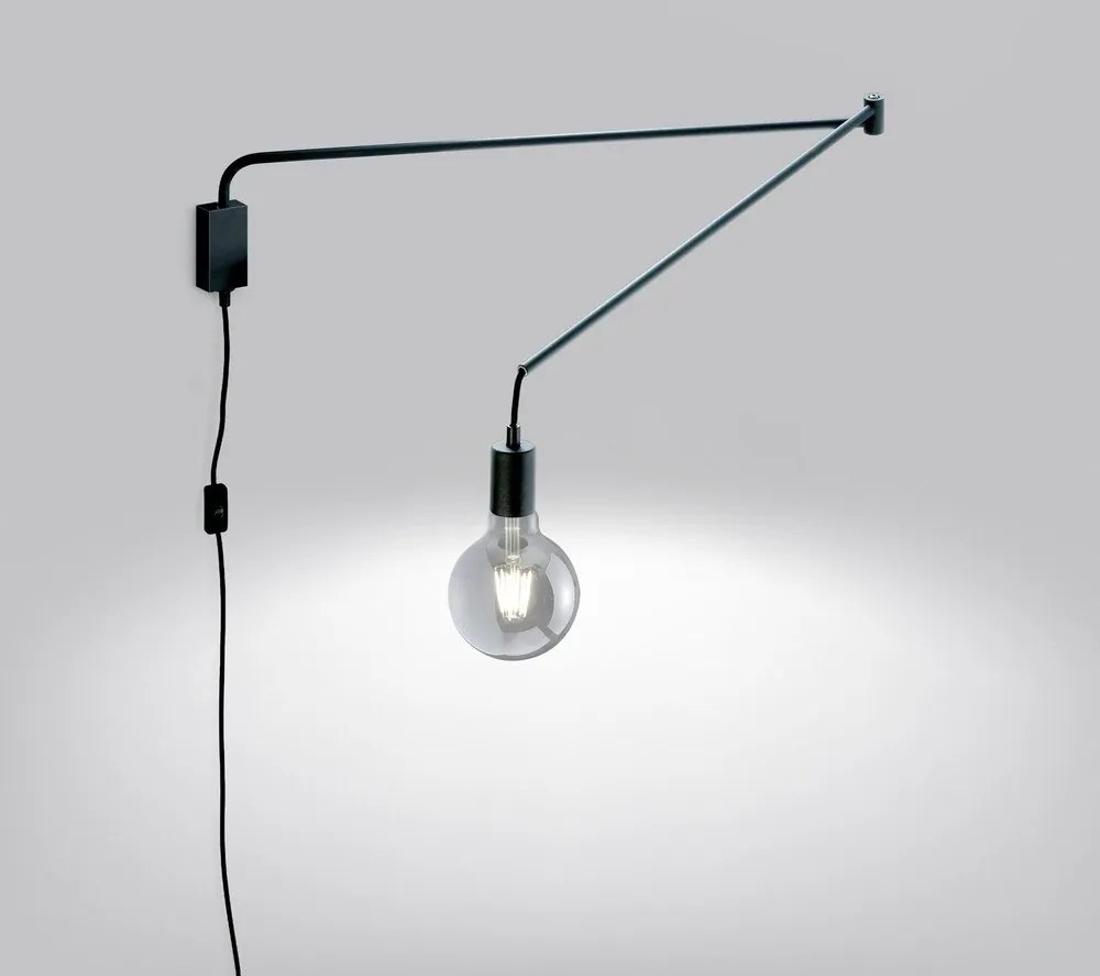 Matt fekete konnektorhoz csatlakoztatható fali lámpa hajlítható szerkezettel Line – Trio