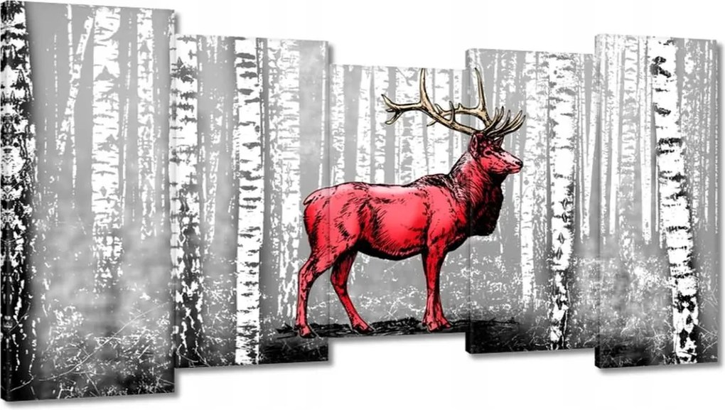 Vászonkép 150x80 Szarvas Nyírfa Erdő