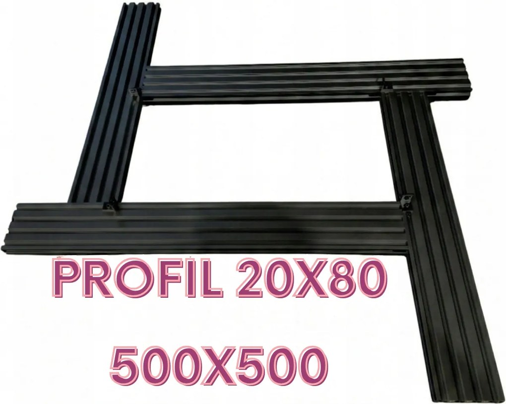 állítható marósablon 500x500mm profilból 20x80 Fekete