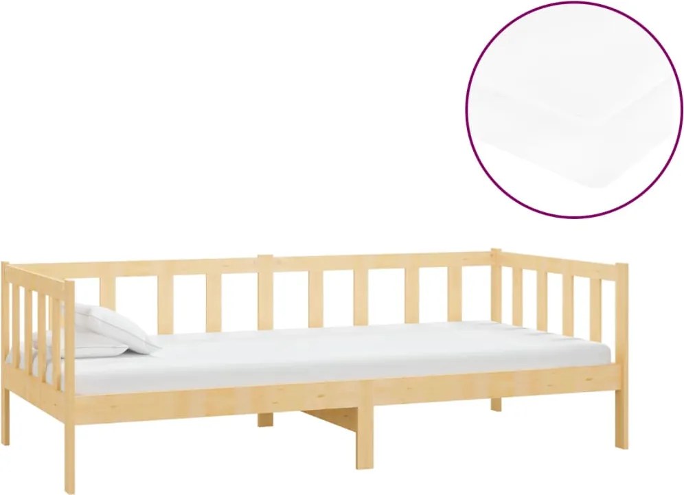 vidaXL tömör fenyőfa dívány matraccal 90 x 200 cm