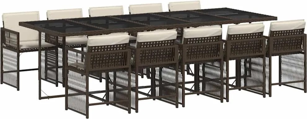 vidaXL 11 részes barna polyrattan kerti ülőgarnitúra párnákkal