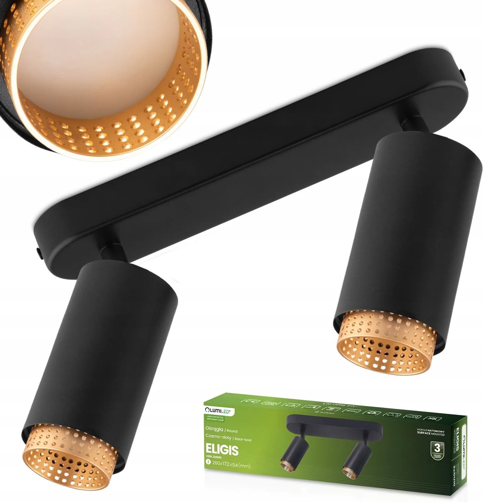 Mennyezeti lámpa Halogén fali lámpatest Led spotlámpa 2x GU10 Arany