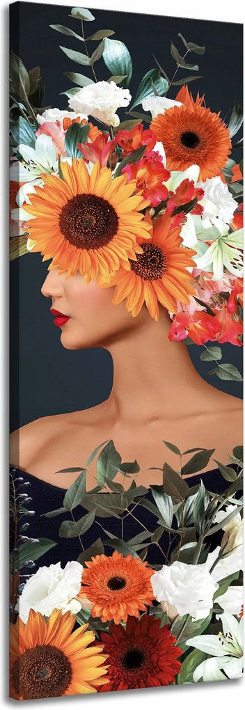 Vászonkép Nő Virágok Művészet Természet 40x120 cm Ideális ajándék