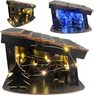 Karácsonyi Betlehem Fa Betlehem Istálló Lámpa Álló Dísz Fekete