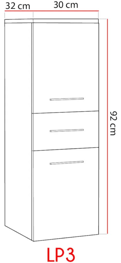 LP3 Fürdőszoba szekrény fehér/grafit fényes