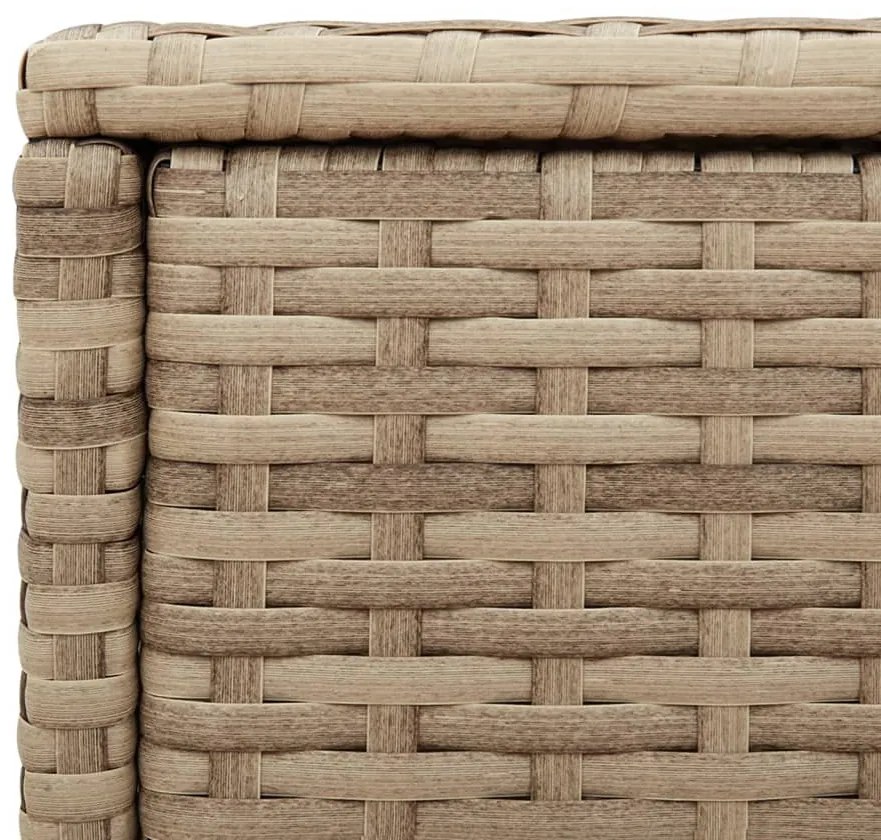 bézs polyrattan kerti kisasztal üveg asztallappal 58x27,5x55 cm