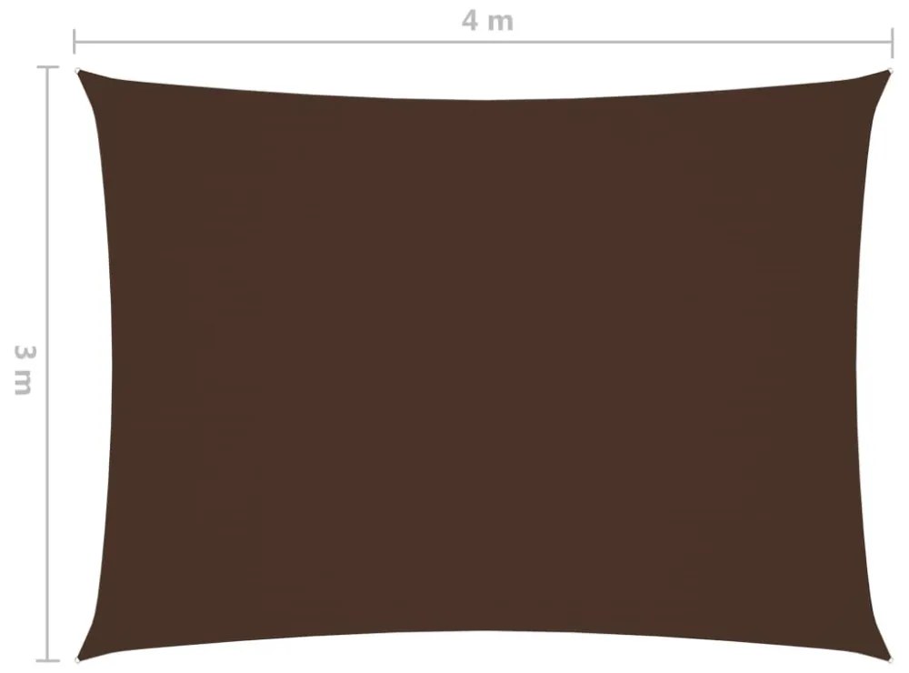 barna téglalap alakú oxford-szövet napvitorla 3 x 4 m